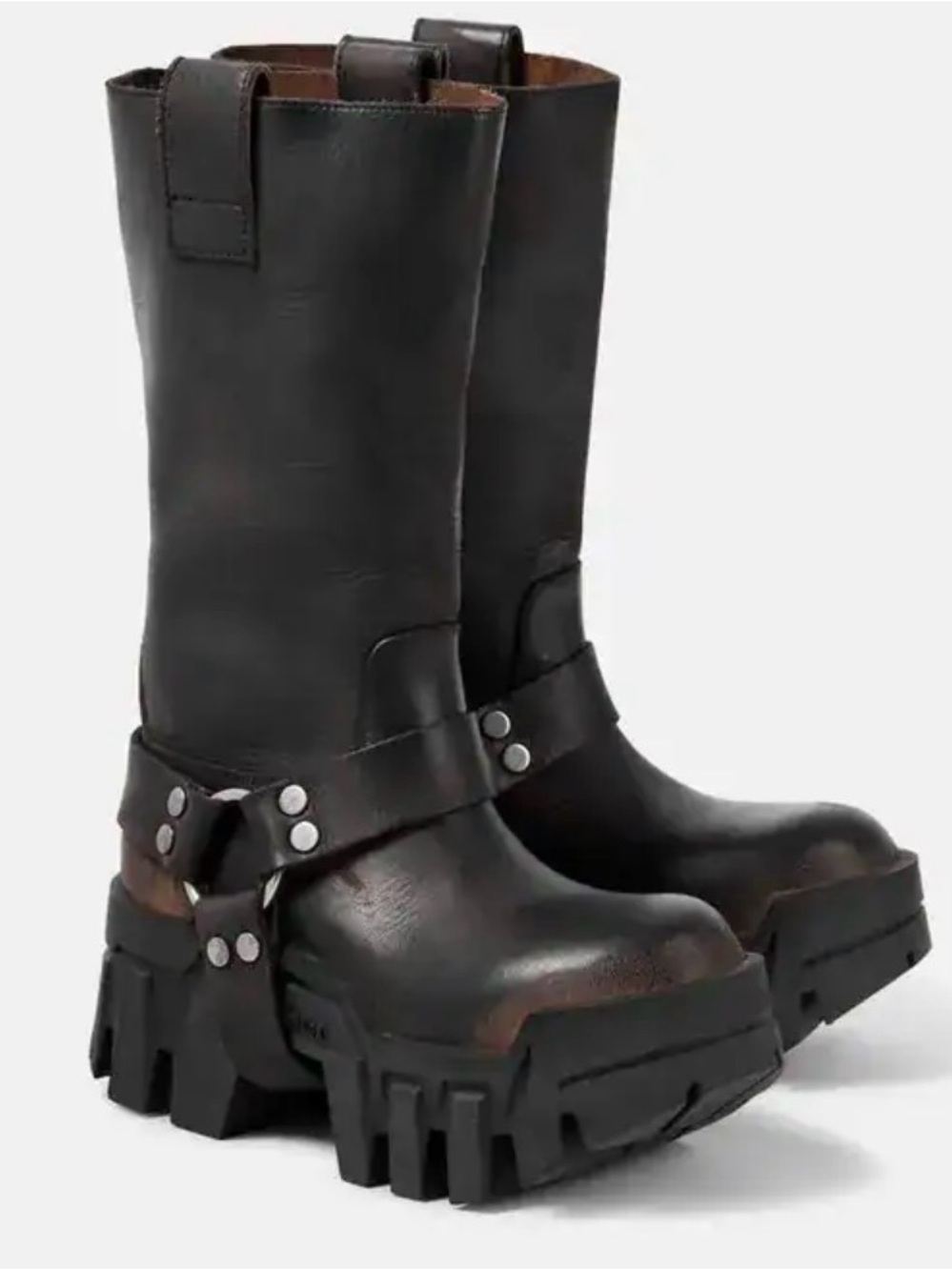 Women’s Balenciaga bulldozer harness Black biker Motorcycle Harness boots